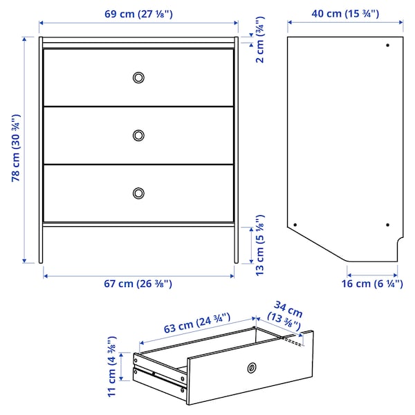 IKEA RACKNÄS 3-drawer chest, white, 27 1/8x30 3/4 in , IKEA Sale | 24197IKYF