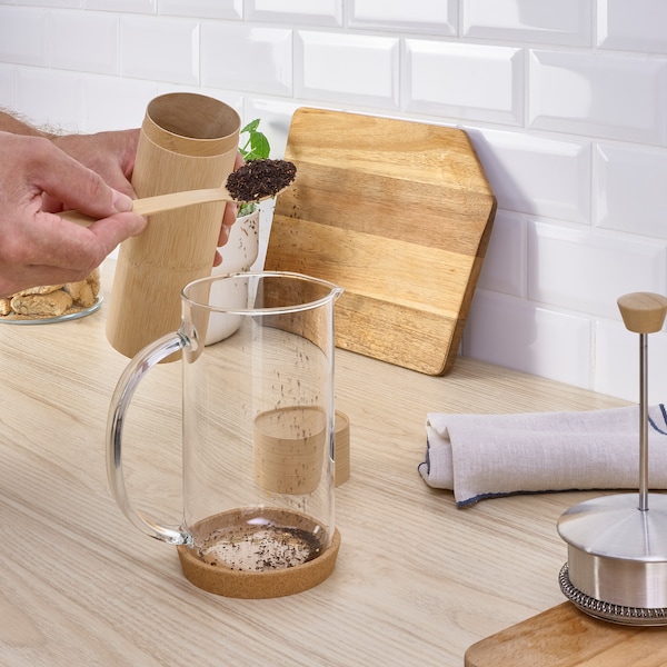 IKEA RÖDMULLE coffee/tea canister, with spoon bamboo veneer, 8 ¾ in , IKEA Sale | 76495IKTG