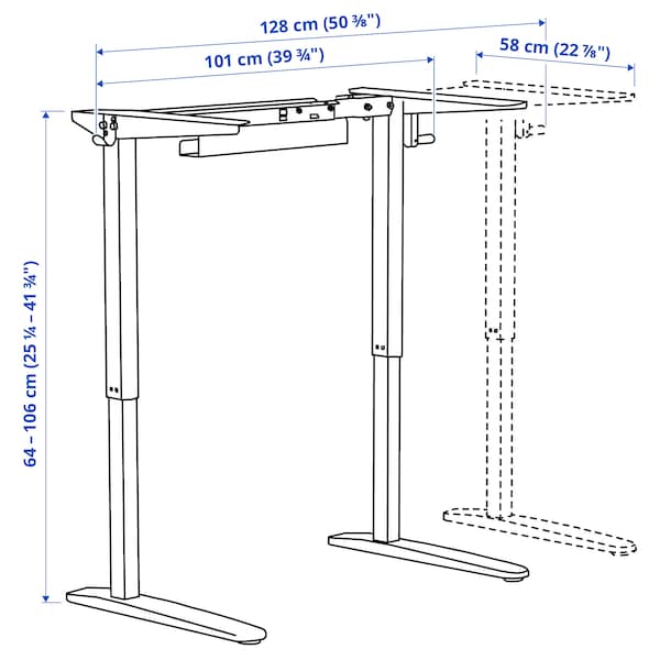 IKEA RELATERA underframe sit/stand f table top, white, 35 3/8/46 1/8 in , IKEA Sale | 40829DEVZ