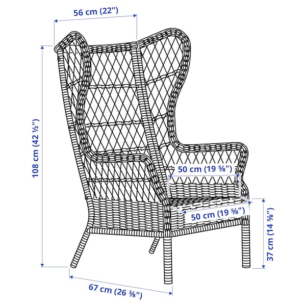 IKEA RISHOLMEN wing chair, in/outdoor, brown , IKEA Sale | 13764MEHP