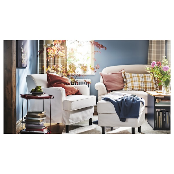 IKEA ROCKSJÖN armchair with ottoman, Blekinge white , IKEA Sale | 80256CJUQ