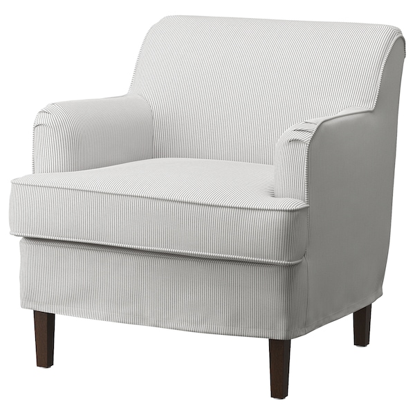 IKEA ROCKSJÖN armchair with ottoman, Klovsta gray/white , IKEA Sale | 85637RCND