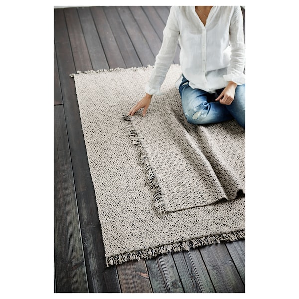 IKEA RÖRKÄR rug, flatwoven, black/natural, 2'7 inx4'11 in , IKEA Sale | 82350FJYP