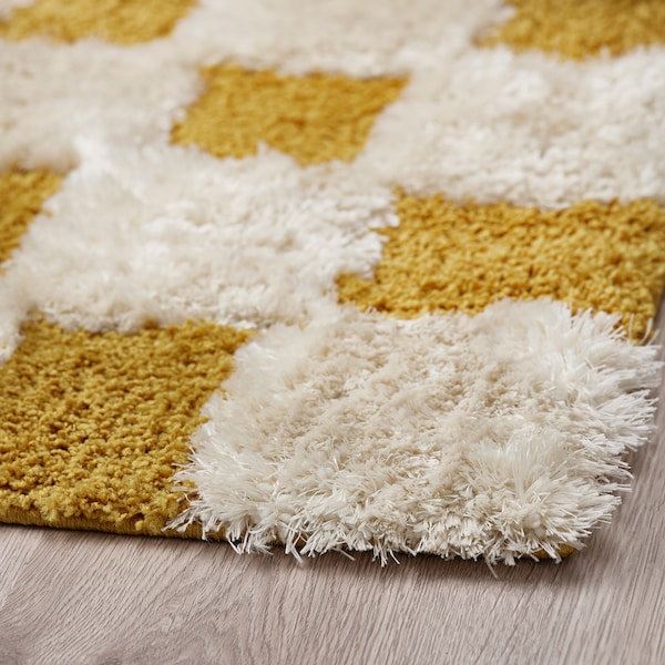 IKEA RULLBANA rug, high pile, off-white/dark yellow, 4'4 inx6'5 in , IKEA Sale | 06947NVZH