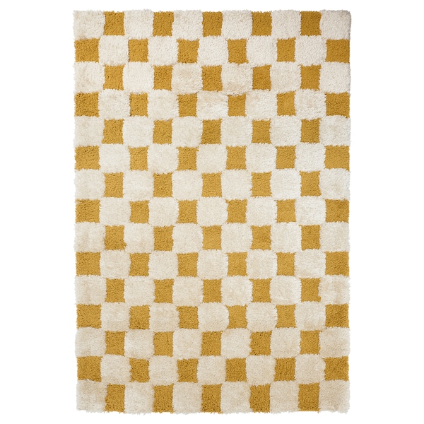 IKEA RULLBANA rug, high pile, off-white/dark yellow, 4\'4 inx6\'5 in , IKEA Sale | 06947NVZH