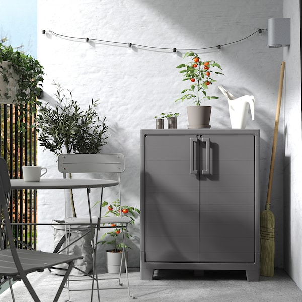 IKEA RUNMARÖ cabinet with doors, dark gray indoor/outdoor, 31 1/2x17 3/8x39 3/8 in , IKEA Sale | 58267IAKU