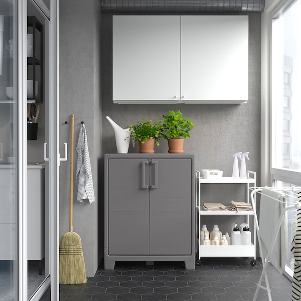 IKEA RUNMARÖ cabinet with doors, dark gray indoor/outdoor, 31 1/2x17 3/8x39 3/8 in , IKEA Sale | 58267IAKU