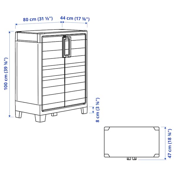 IKEA RUNMARÖ cabinet with doors, dark gray indoor/outdoor, 31 1/2x17 3/8x39 3/8 in , IKEA Sale | 58267IAKU