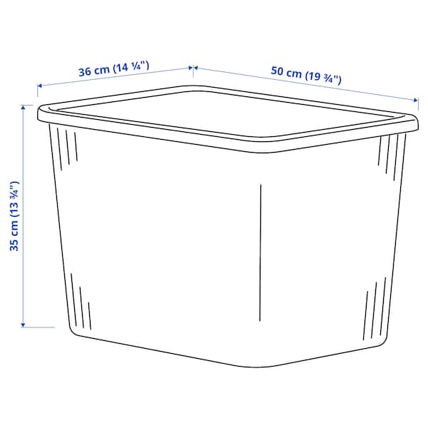 IKEA RYKTA storage box with lid, transparent gray-blue, 14 ¼x19 ¾x13 ¾ in/12 gallon , IKEA Sale | 86324KGCZ