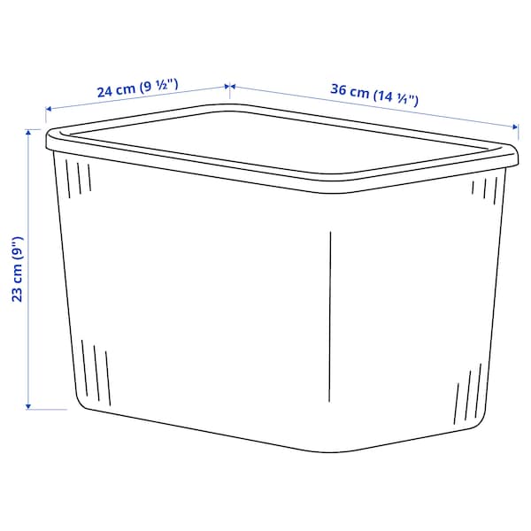 IKEA RYKTA storage box with lid, transparent gray-blue, 9 ½x14 ¼x9 in/4 gallon , IKEA Sale | 74629PEBC