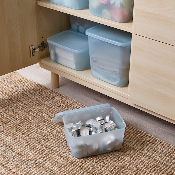 IKEA RYKTA storage box with lid, transparent gray-blue, 7x9 ½x4 ¾ in/1 gallon , IKEA Sale | 61305TIZV