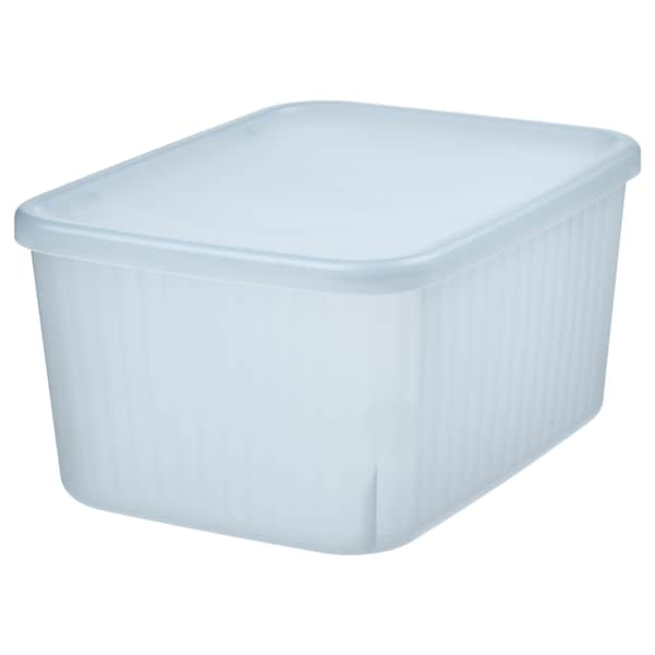 IKEA RYKTA storage box with lid, transparent gray-blue, 7x9 ½x4 ¾ in/1 gallon , IKEA Sale | 61305TIZV