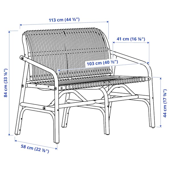 IKEA SALNÖ / GRYTTOM bench with pad, armrests rattan/Gransel natural , IKEA Sale | 13574TRXF