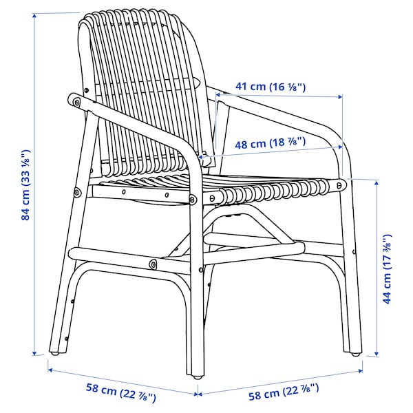 IKEA SALNÖ / GRYTTOM chair with cushion, armrests rattan/Gransel natural , IKEA Sale | 65478YLHQ