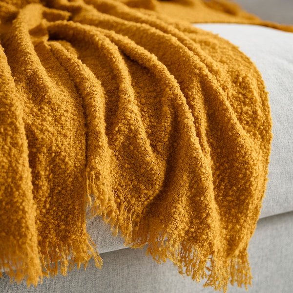 IKEA SANDBRODD throw, dark yellow, 51x67 in , IKEA Sale | 19253PAIW