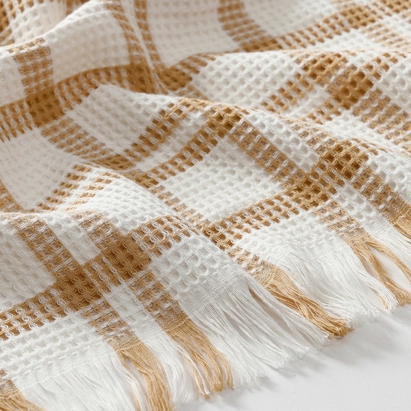 IKEA SIKELVINGE throw, white dark beige/check, 51x67 in , IKEA Sale | 75432FQCS