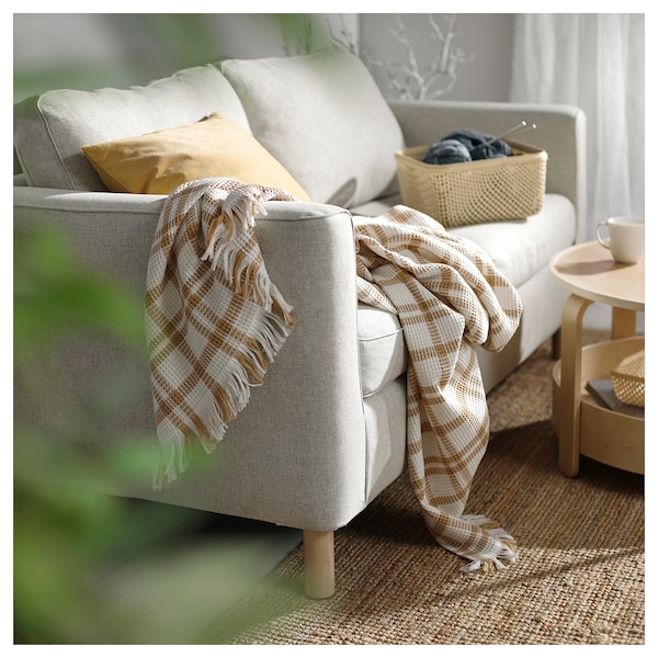 IKEA SIKELVINGE throw, white dark beige/check, 51x67 in , IKEA Sale | 75432FQCS