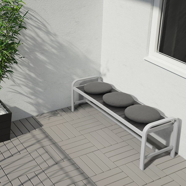 IKEA SJÄLLAND bench, outdoor, light gray/dark gray, 53 1/2 in , IKEA Sale | 76142VZWD