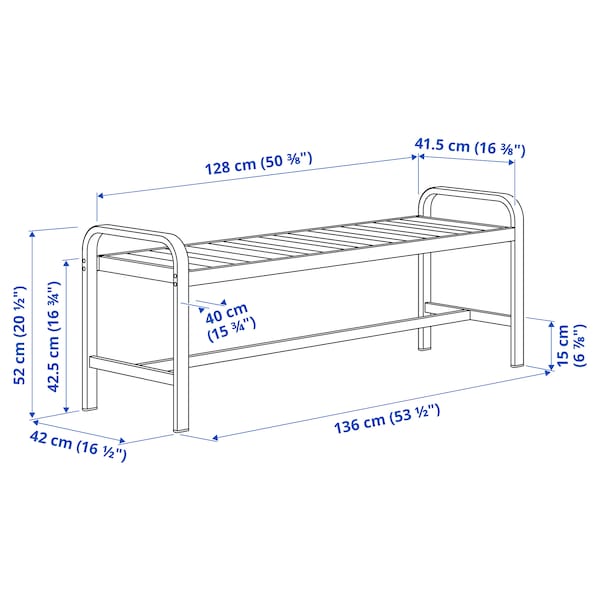 IKEA SJÄLLAND bench, outdoor, light gray/dark gray, 53 1/2 in , IKEA Sale | 76142VZWD