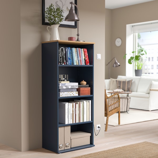 IKEA SKRUVBY bookcase, black-blue, 23 5/8x55 1/8 in , IKEA Sale | 31792CLYE