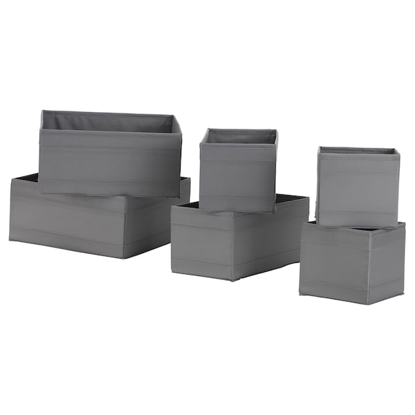 IKEA SKUBB box, set of 6, dark gray , IKEA Sale | 09823DNHB