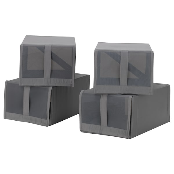 IKEA SKUBB shoe box, dark gray, 8 ¾x13 ½x6 ¼ in, 4 pack , IKEA Sale | 31542NTOE