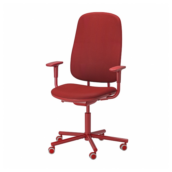 IKEA SMÖRKULL office chair with armrests, Gräsnäs red , IKEA Sale | 60143CBVN