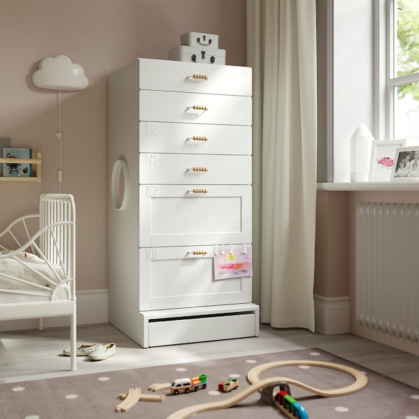 IKEA SMÅSTAD / UPPFÖRA 6-drawer chest, white with frame, 23 5/8x25 5/8x53 1/2 in , IKEA Sale | 35971QZUK