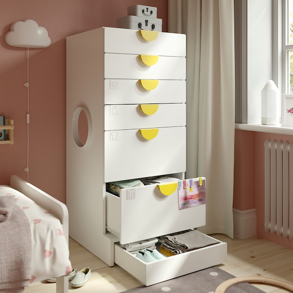 IKEA SMÅSTAD / UPPFÖRA 6-drawer chest, white with frame, 23 5/8x25 5/8x53 1/2 in , IKEA Sale | 35971QZUK