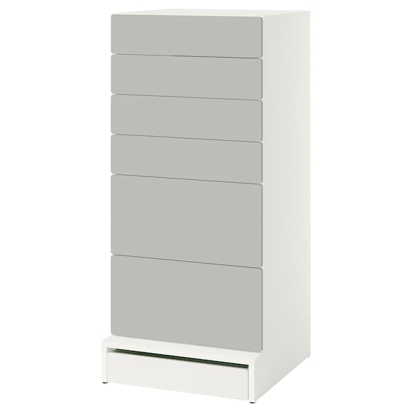 IKEA SMÅSTAD / UPPFÖRA 6-drawer chest, white/gray, 23 5/8x25 5/8x53 1/2 in , IKEA Sale | 20135UKDN