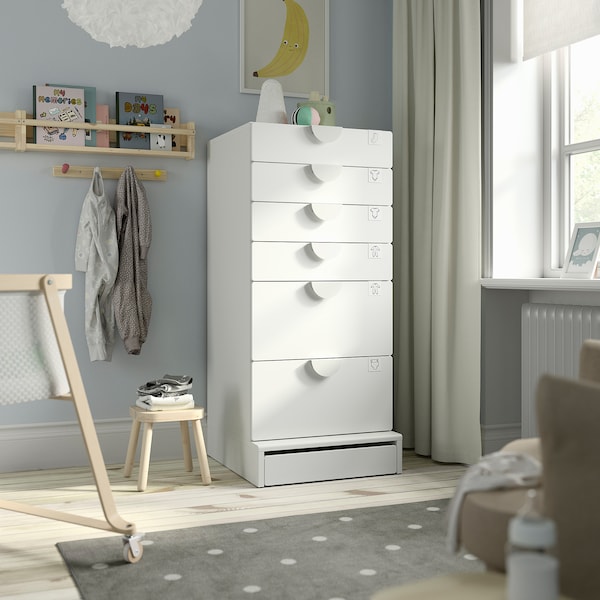 IKEA SMÅSTAD / UPPFÖRA 6-drawer chest, white/white, 23 5/8x25 5/8x53 1/2 in , IKEA Sale | 35716QFXN