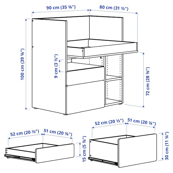 IKEA SMÅSTAD desk, white gray/with 2 drawers, 35 3/8x31 1/2x39 3/8 in , IKEA Sale | 97358XJVR