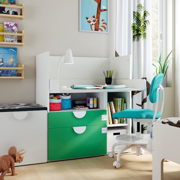 IKEA SMÅSTAD desk, white green/with 2 drawers, 35 3/8x31 1/2x39 3/8 in , IKEA Sale | 24567RGTV