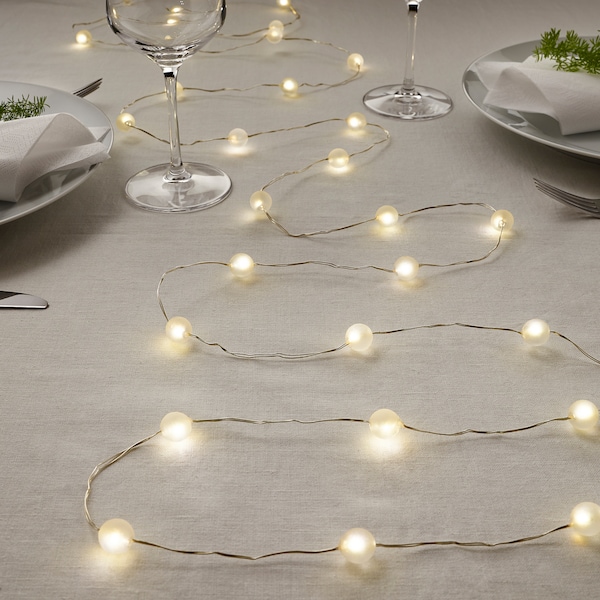 IKEA SNÖYRA LED string light with 40 lights, indoor, battery operated silver color , IKEA Sale | 30821PKWX