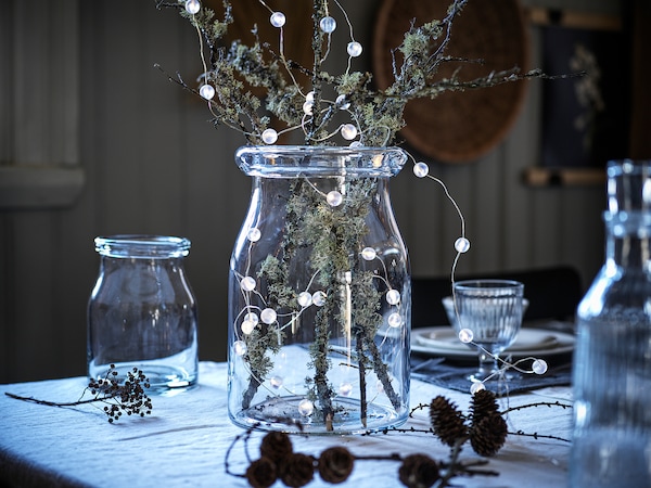 IKEA SNÖYRA LED string light with 40 lights, indoor, battery operated silver color , IKEA Sale | 30821PKWX