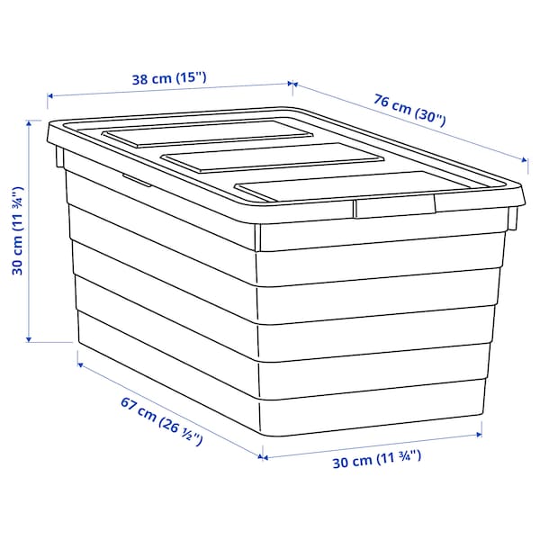 IKEA SOCKERBIT storage box with lid, gray-green, 15x30x11 ¾ in , IKEA Sale | 29673BELQ