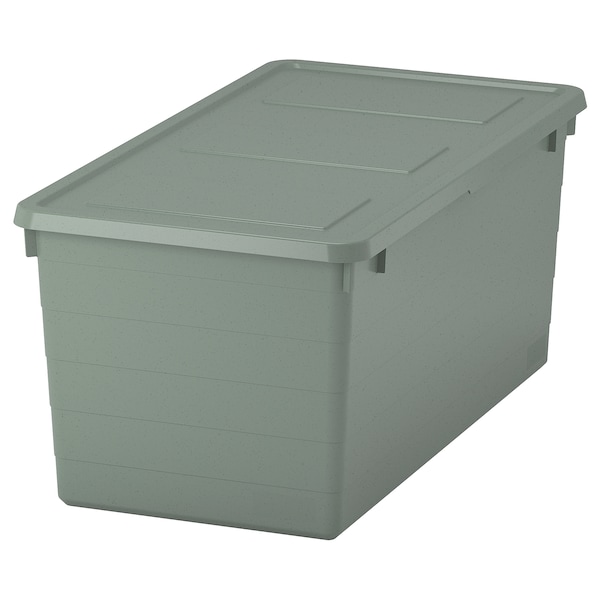 IKEA SOCKERBIT storage box with lid, gray-green, 15x30x11 ¾ in , IKEA Sale | 29673BELQ