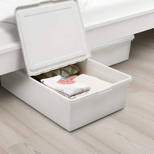 IKEA SOCKERBIT storage box with lid, white, 19 ¾x30 ¼x7 ½ in , IKEA Sale | 75324JYFI