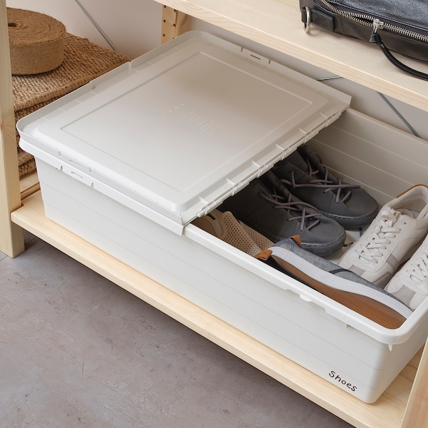 IKEA SOCKERBIT storage box with lid, white, 19 ¾x30 ¼x7 ½ in , IKEA Sale | 75324JYFI