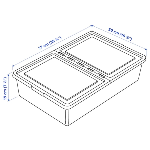 IKEA SOCKERBIT storage box with lid, white, 19 ¾x30 ¼x7 ½ in , IKEA Sale | 75324JYFI