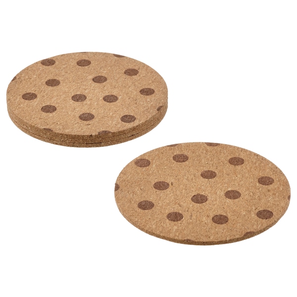 IKEA SOLABBORRE coaster, cork/dotted, 4 in, 4 pack , IKEA Sale | 90685QSCG