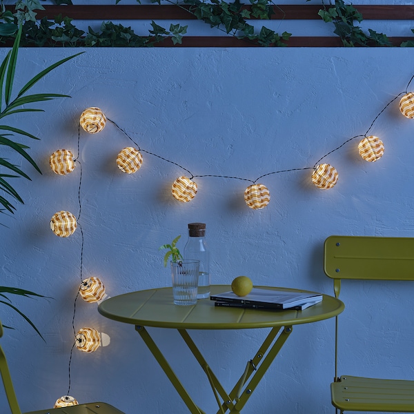 IKEA SOLVINDEN LED string light with 12 lights, outdoor battery operated/yellow waves , IKEA Sale | 65328YGEZ