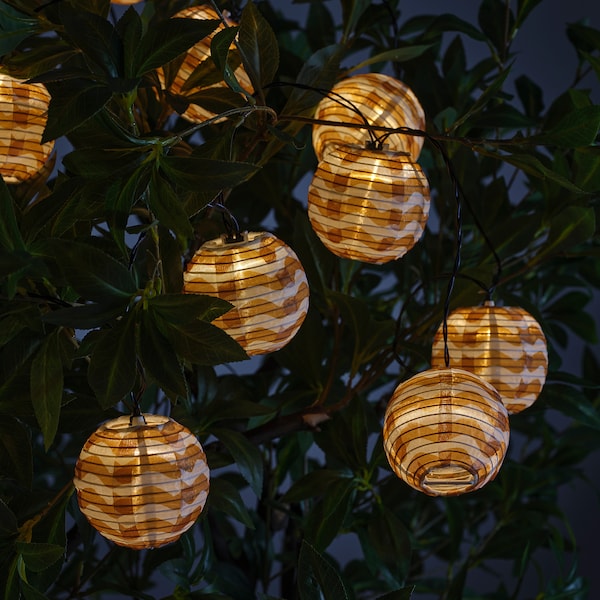 IKEA SOLVINDEN LED string light with 12 lights, outdoor battery operated/yellow waves , IKEA Sale | 65328YGEZ