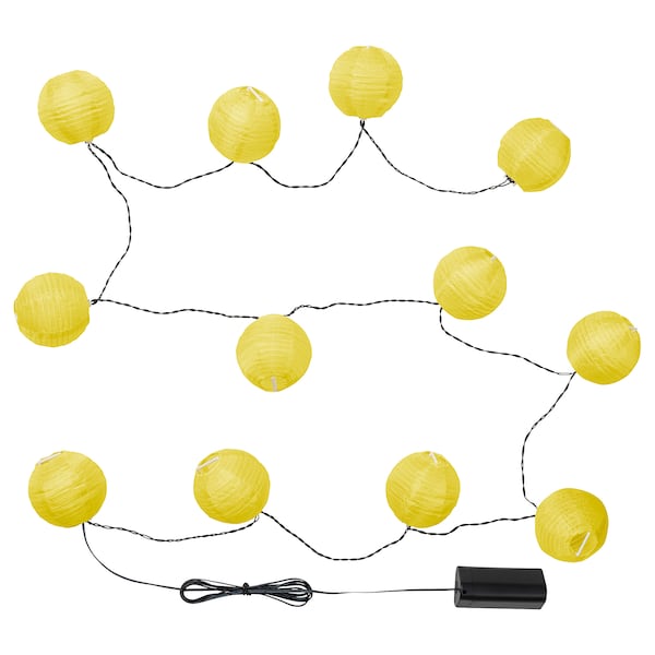 IKEA SOLVINDEN LED string light with 12 lights, outdoor/battery operated yellow , IKEA Sale | 09837ZNMT