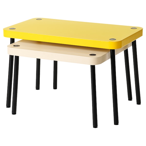 IKEA SONHULT nesting tables, set of 2, yellow/birch effect , IKEA Sale | 04587SHNE