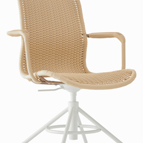 IKEA STIGBYGEL swivel chair with armrests, beige/white , IKEA Sale | 39215MRTC