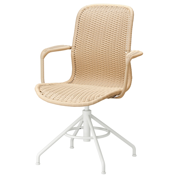 IKEA STIGBYGEL swivel chair with armrests, beige/white , IKEA Sale | 39215MRTC