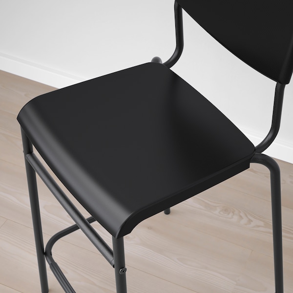 IKEA STIG bar stool with backrest, black/black, 24 3/4 in , IKEA Sale | 95167CXKH