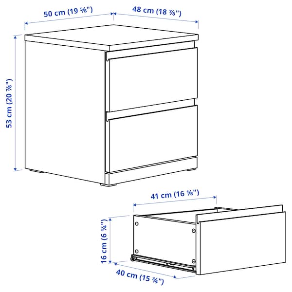 IKEA STORKLINTA bedside table, white/with 2 drawers, 19 5/8x18 7/8x20 7/8 in , IKEA Sale | 41687KWGP