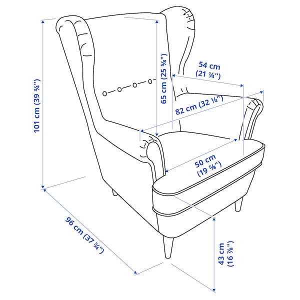 IKEA STRANDMON Wing chair, Vibberbo black/beige , IKEA Sale | 18302EZTW